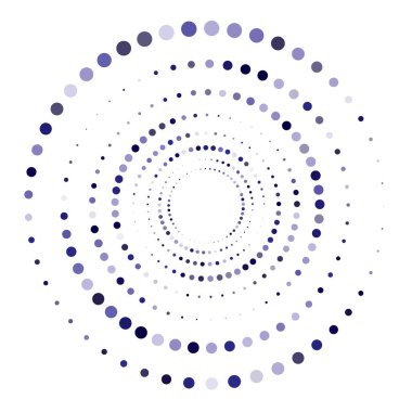 Noktalar, noktalı dairesel spiral. Döndür, daireler çiz. Noktalama, noktacı tasarım. Benekler, benekler vektör illüstrasyonu