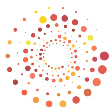 Noktalar, noktalı dairesel spiral. Döndür, daireler çiz. Noktalama, noktacı tasarım. Benekler, benekler vektör illüstrasyonu