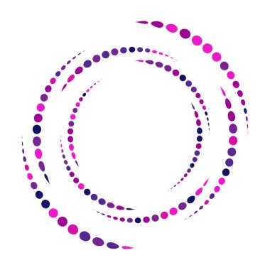 Noktalar, noktalı dairesel spiral. Döndür, daireler çiz. Noktalama, noktacı tasarım. Benekler, benekler vektör illüstrasyonu