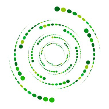 Noktalar, noktalı dairesel spiral. Döndür, daireler çiz. Noktalama, noktacı tasarım. Benekler, benekler vektör illüstrasyonu