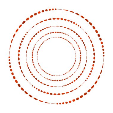 Noktalar, noktalı dairesel spiral. Döndür, daireler çiz. Noktalama, noktacı tasarım. Benekler, benekler vektör illüstrasyonu