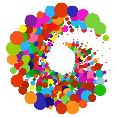 Noktalar, noktalı dairesel spiral. Döndür, daireler çiz. Noktalama, noktacı tasarım. Benekler, benekler vektör illüstrasyonu