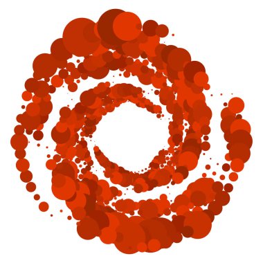 Noktalar, noktalı dairesel spiral. Döndür, daireler çiz. Noktalama, noktacı tasarım. Benekler, benekler vektör illüstrasyonu