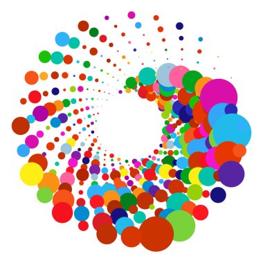 Noktalar, noktalı dairesel spiral. Döndür, daireler çiz. Noktalama, noktacı tasarım. Benekler, benekler vektör illüstrasyonu