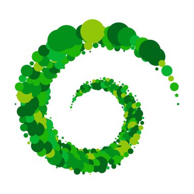 Noktalar, noktalı dairesel spiral. Döndür, daireler çiz. Noktalama, noktacı tasarım. Benekler, benekler vektör illüstrasyonu