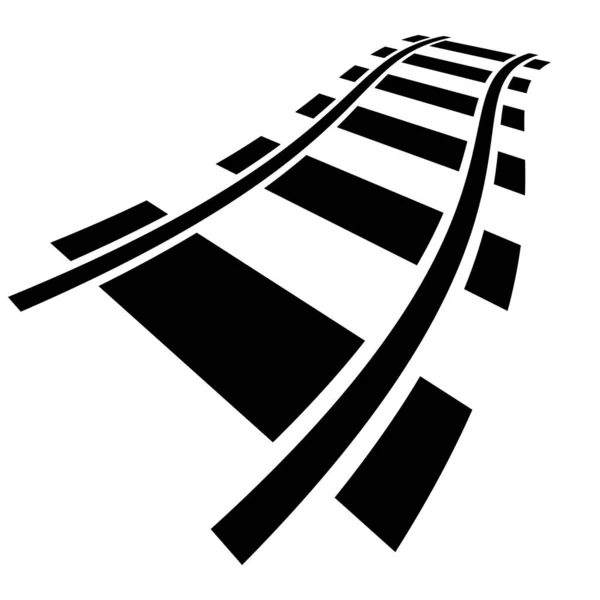 Railroad Train Track Railway Contour Silhouette Vector Tramway Metro Subway — Stock Vector