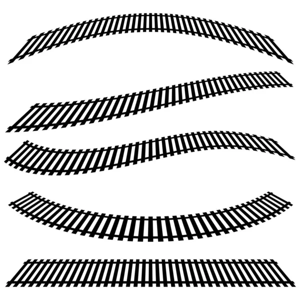 Ferrocarril Vía Férrea Contorno Ferroviario Vector Silueta Tranvía Metro Camino — Archivo Imágenes Vectoriales