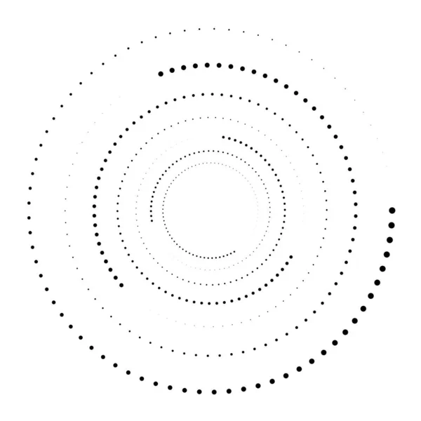 Pois Spirale Circulaire Pointillée Tourbillon Tourbillon Cercles Stippling Design Pointilliste — Image vectorielle