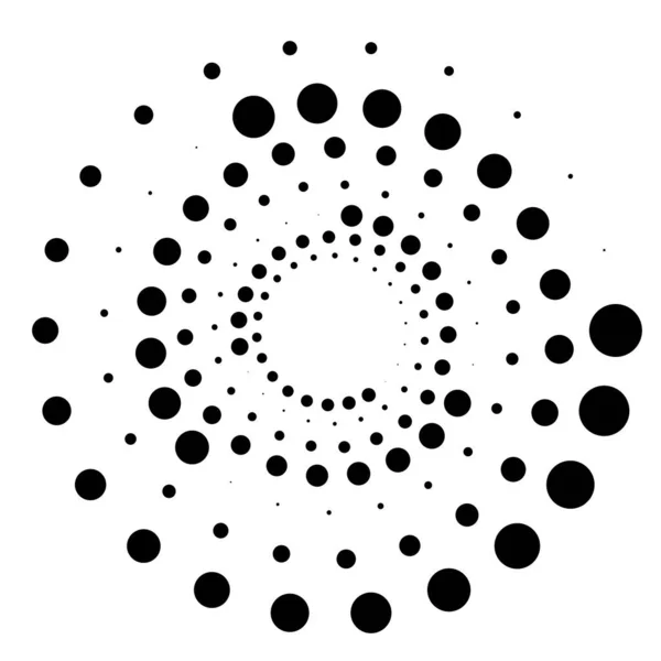 Puntos Espiral Circular Punteada Giro Giro Círculos Stippling Diseño Puntillista — Archivo Imágenes Vectoriales