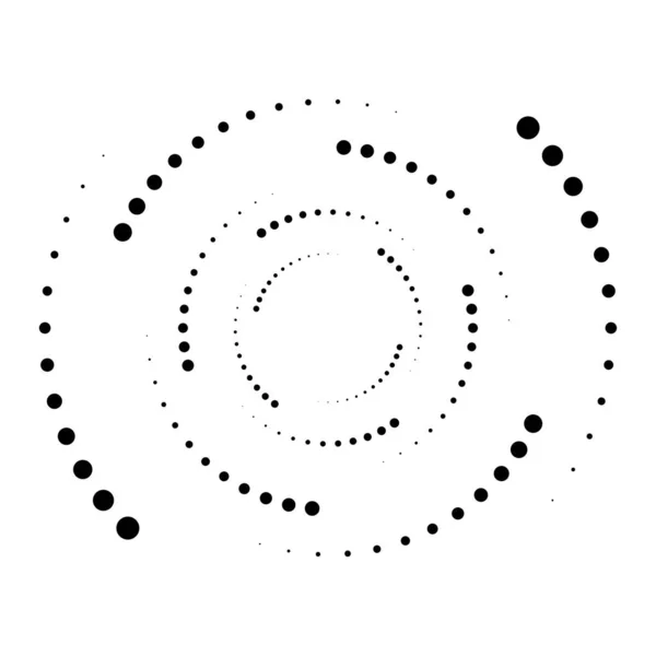 Puntos Espiral Circular Punteada Giro Giro Círculos Stippling Diseño Puntillista — Vector de stock