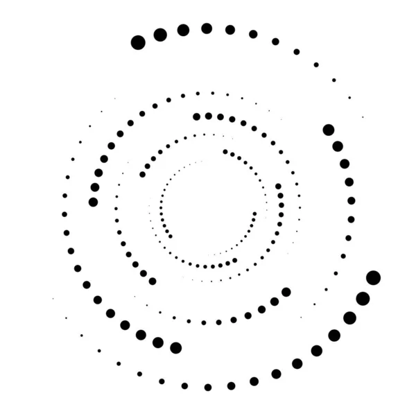 Puntos Espiral Circular Punteada Giro Giro Círculos Stippling Diseño Puntillista — Vector de stock