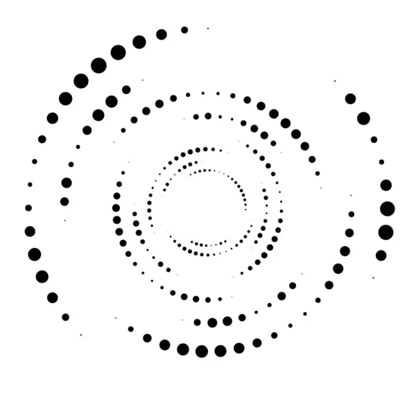 点状の円状の螺旋です 渦巻き旋回 円の旋回 ステッピング ポインティリストデザイン スペックル フレックスベクトルイラスト — ストックベクタ