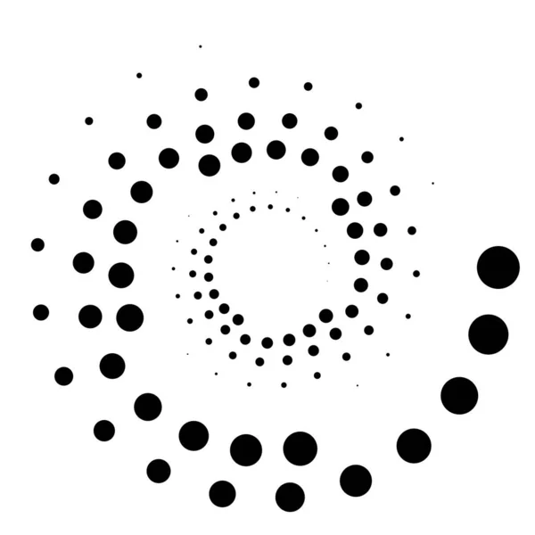 Puntos Espiral Circular Punteada Giro Giro Círculos Stippling Diseño Puntillista — Archivo Imágenes Vectoriales