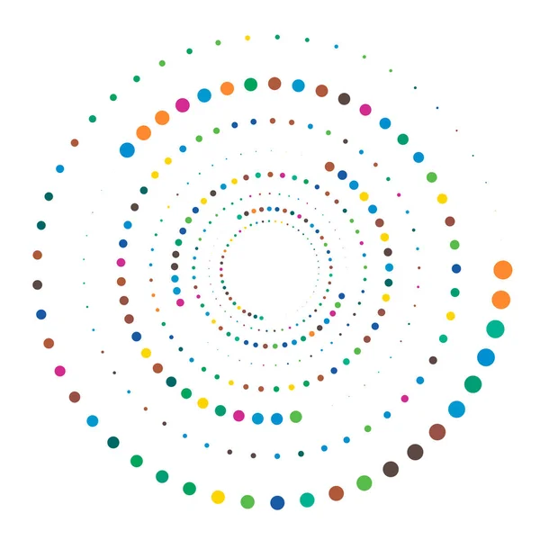 Stippen Gestippelde Cirkelvormige Spiraal Draaien Draaien Van Cirkels Stippen Pointillist — Stockvector