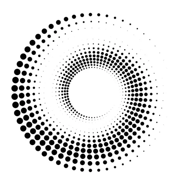 Puntos Espiral Circular Punteada Giro Giro Círculos Stippling Diseño Puntillista — Vector de stock