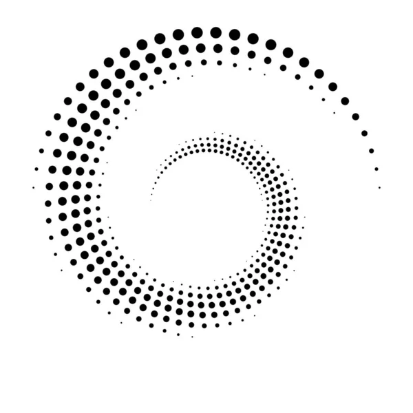Puntos Espiral Circular Punteada Giro Giro Círculos Stippling Diseño Puntillista — Vector de stock