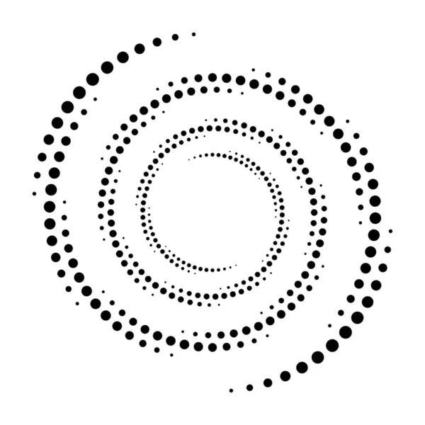 Pontos Espiral Circular Pontilhada Rodar Girar Círculos Desenho Pontilhado Pontilhado — Vetor de Stock