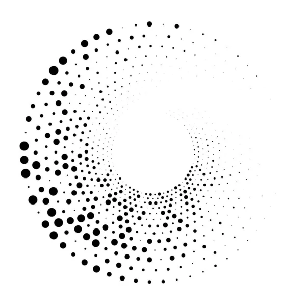 Punkte Punktierte Kreisspirale Wirbel Kreiswirbel Heftiges Pointillistisches Design Speckles Flecks — Stockvektor