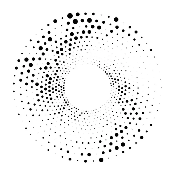 Stippen Gestippelde Cirkelvormige Spiraal Draaien Draaien Van Cirkels Stippen Pointillist — Stockvector