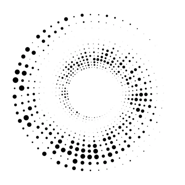 Pontos Espiral Circular Pontilhada Rodar Girar Círculos Desenho Pontilhado Pontilhado — Vetor de Stock