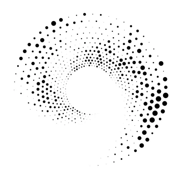 Stippen Gestippelde Cirkelvormige Spiraal Draaien Draaien Van Cirkels Stippen Pointillist — Stockvector