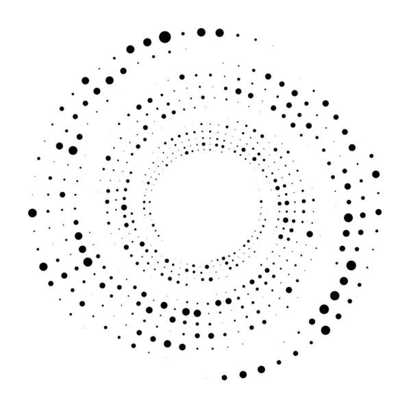Pois Spirale Circulaire Pointillée Tourbillon Tourbillon Cercles Stippling Design Pointilliste — Image vectorielle