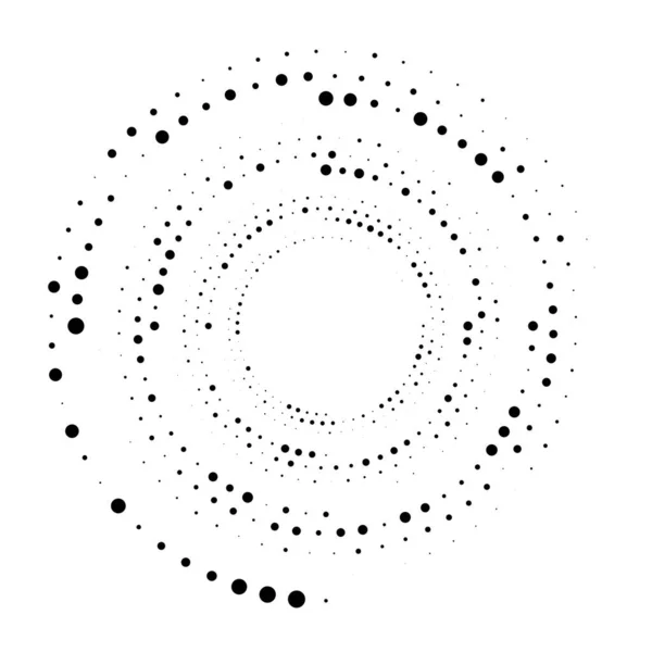 Puntos Espiral Circular Punteada Giro Giro Círculos Stippling Diseño Puntillista — Vector de stock