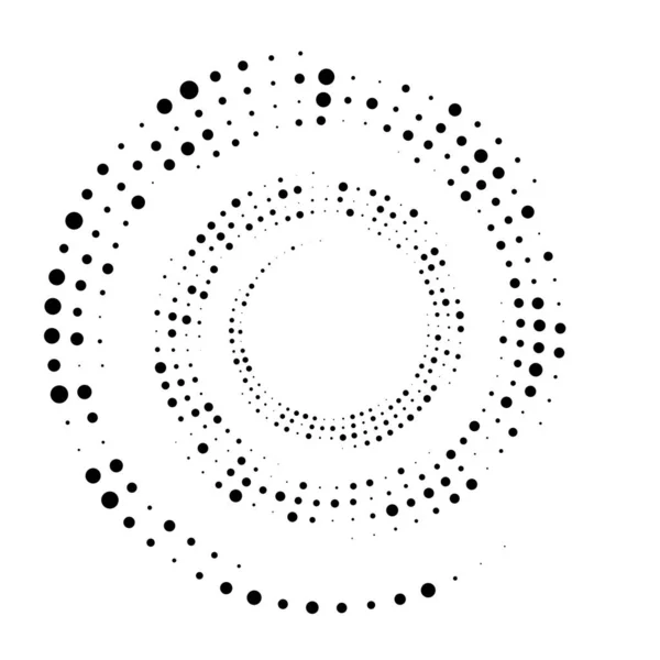 Puntos Espiral Circular Punteada Giro Giro Círculos Stippling Diseño Puntillista — Vector de stock