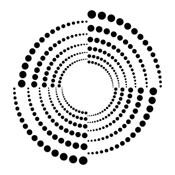 Pois Spirale Circulaire Pointillée Tourbillon Tourbillon Cercles Stippling Design Pointilliste — Image vectorielle