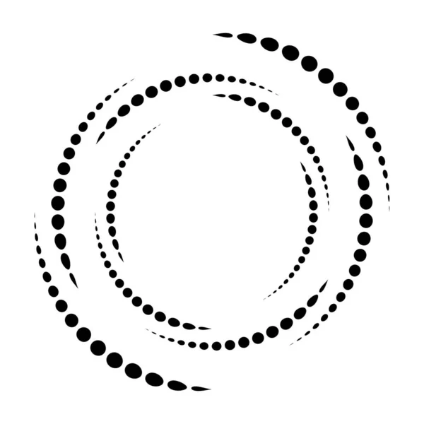 Stippen Gestippelde Cirkelvormige Spiraal Draaien Draaien Van Cirkels Stippen Pointillist — Stockvector