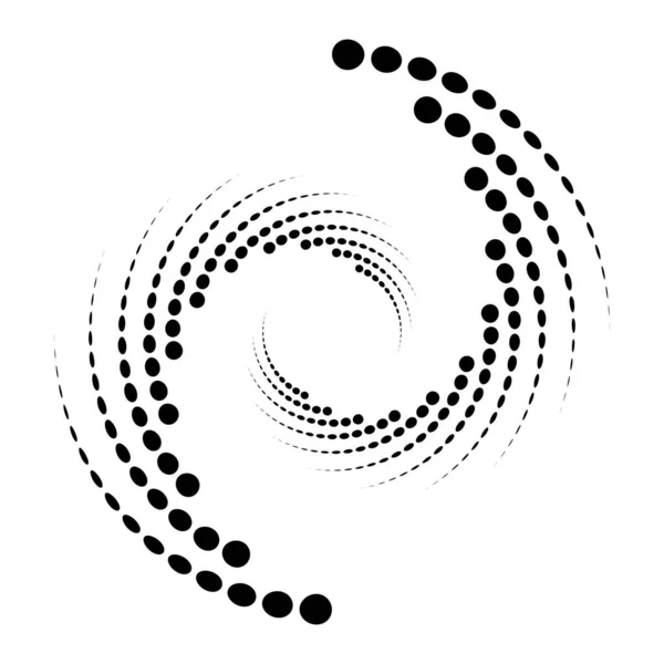 Tečky Tečkované Kruhové Spirály Vír Víření Kruhů Stippling Pointillist Design — Stockový vektor