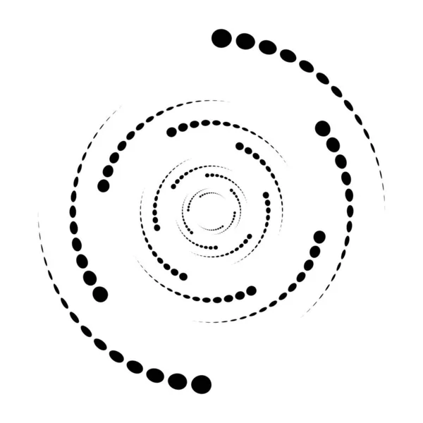 Pontos Espiral Circular Pontilhada Rodar Girar Círculos Desenho Pontilhado Pontilhado — Vetor de Stock