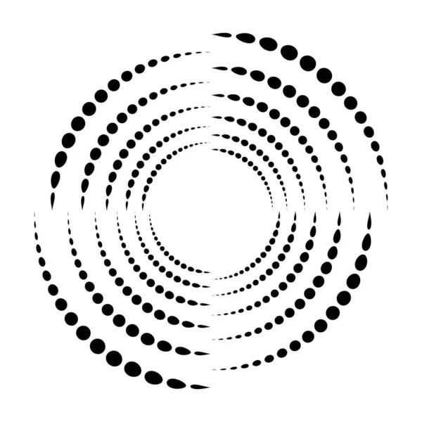 Puntos Espiral Circular Punteada Giro Giro Círculos Stippling Diseño Puntillista — Archivo Imágenes Vectoriales
