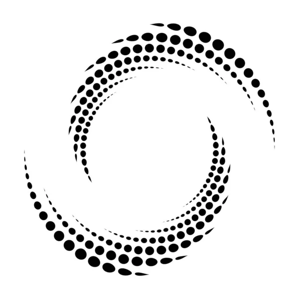 Puntos Espiral Circular Punteada Giro Giro Círculos Stippling Diseño Puntillista — Vector de stock