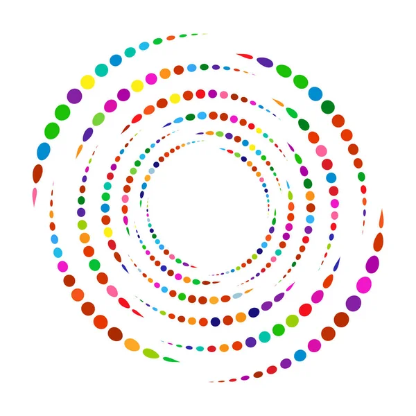 点状の円状の螺旋です 渦巻き旋回 円の旋回 ステッピング ポインティリストデザイン スペックル フレックスベクトルイラスト — ストックベクタ