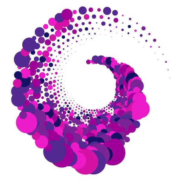 Tečky Tečkované Kruhové Spirály Vír Víření Kruhů Stippling Pointillist Design — Stockový vektor