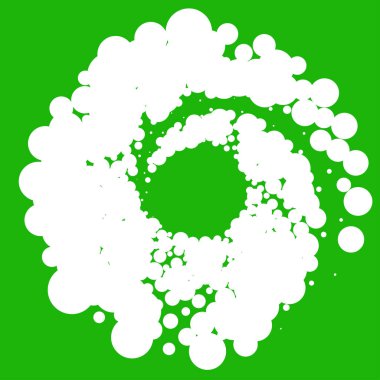 Noktalar, noktalı dairesel spiral. Döndür, daireler çiz. Noktalama, noktacı tasarım. Benekler, benekler vektör illüstrasyonu