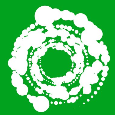 Noktalar, noktalı dairesel spiral. Döndür, daireler çiz. Noktalama, noktacı tasarım. Benekler, benekler vektör illüstrasyonu