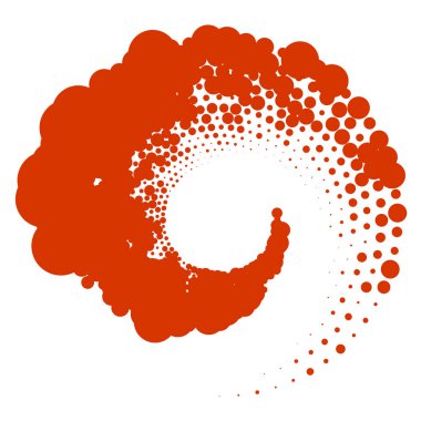 Noktalar, noktalı dairesel spiral. Döndür, daireler çiz. Noktalama, noktacı tasarım. Benekler, benekler vektör illüstrasyonu