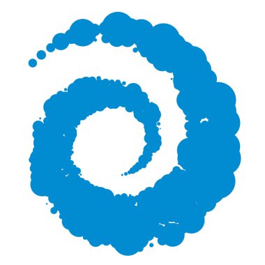 Noktalar, noktalı dairesel spiral. Döndür, daireler çiz. Noktalama, noktacı tasarım. Benekler, benekler vektör illüstrasyonu