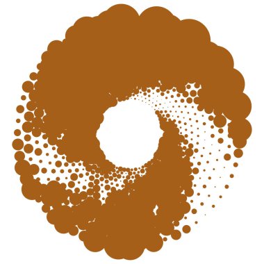 Noktalar, noktalı dairesel spiral. Döndür, daireler çiz. Noktalama, noktacı tasarım. Benekler, benekler vektör illüstrasyonu