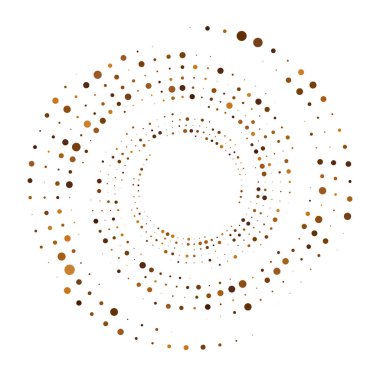 Noktalar, noktalı dairesel spiral. Döndür, daireler çiz. Noktalama, noktacı tasarım. Benekler, benekler vektör illüstrasyonu