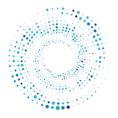 Noktalar, noktalı dairesel spiral. Döndür, daireler çiz. Noktalama, noktacı tasarım. Benekler, benekler vektör illüstrasyonu