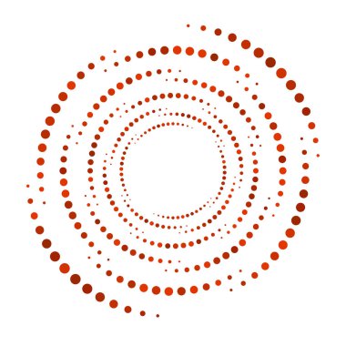 Noktalar, noktalı dairesel spiral. Döndür, daireler çiz. Noktalama, noktacı tasarım. Benekler, benekler vektör illüstrasyonu