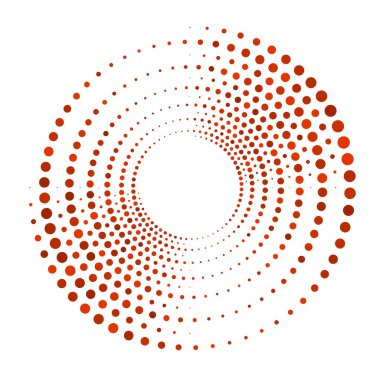 Noktalar, noktalı dairesel spiral. Döndür, daireler çiz. Noktalama, noktacı tasarım. Benekler, benekler vektör illüstrasyonu