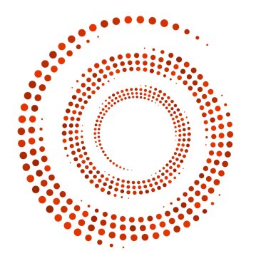 Noktalar, noktalı dairesel spiral. Döndür, daireler çiz. Noktalama, noktacı tasarım. Benekler, benekler vektör illüstrasyonu