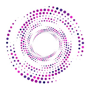 Noktalar, noktalı dairesel spiral. Döndür, daireler çiz. Noktalama, noktacı tasarım. Benekler, benekler vektör illüstrasyonu