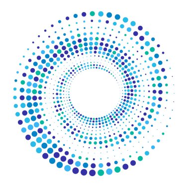 Noktalar, noktalı dairesel spiral. Döndür, daireler çiz. Noktalama, noktacı tasarım. Benekler, benekler vektör illüstrasyonu