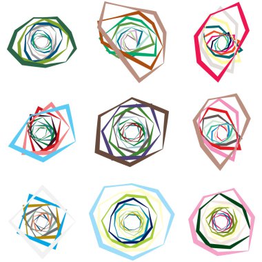 Spiral, girdap, dönme elementi ayarlandı. Soyut vektör