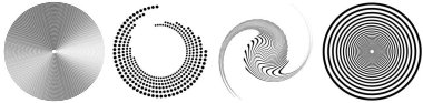 Spiral, girdap, dönme elementi ayarlandı. Dönen dairesel şekil Vektör İllüstrasyonu
